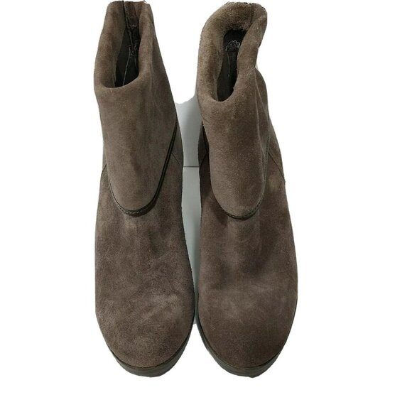 Vince Camuto Booties Suede Leather Women Size 8.5 Brown Zip Closure Block Heel - Picture 3 of 10